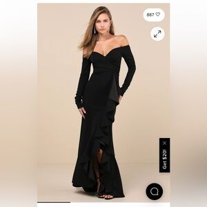 Lulu's Black Long Sleeve Off-Shoulder Dress